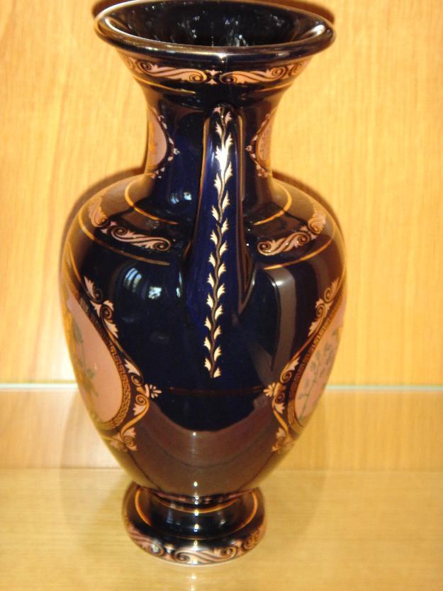 Magnífico jarrón griego de la casa adis pintado a mano en oro de 24k