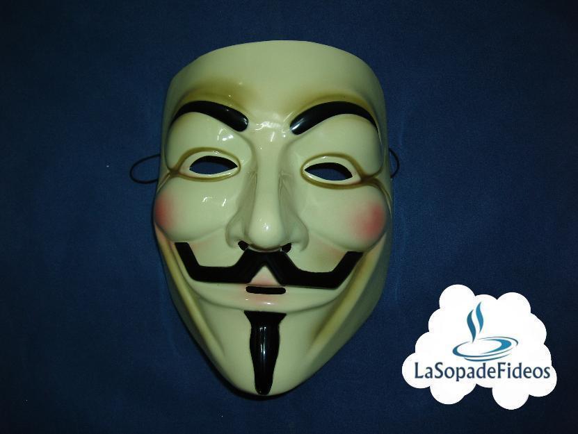 Máscara v de vendetta - amarilla - anonymous - carnaval careta - guy fawkes