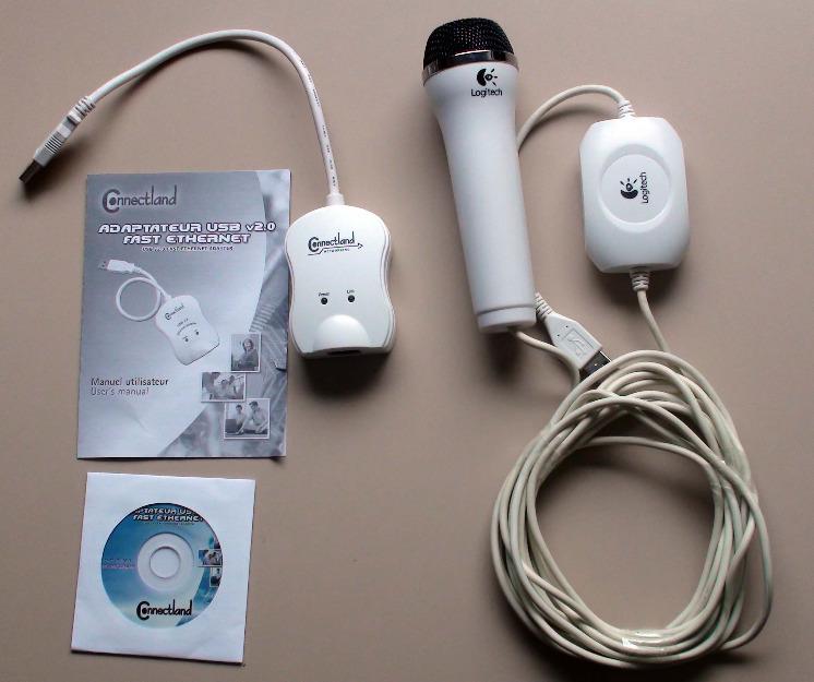 Microfono usb logitech + adaptador de red para wii