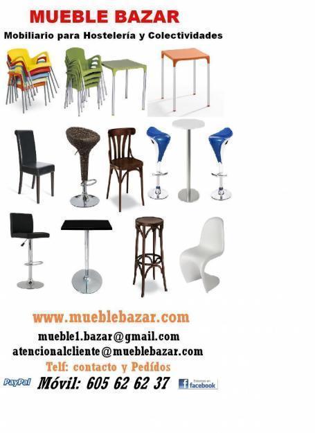 Mobiliario hostelería. Mesas, sillas, taburetes, tumbonas, sillones... para bares, cafeter