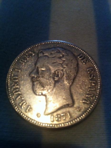 Moneda 5 pesetas año 1871 amadeo 1 rey de españa