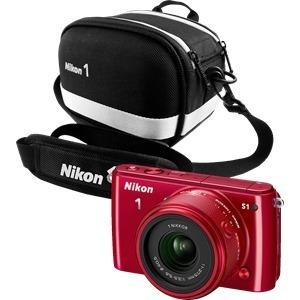 Nikon 1 S1 Red & CF-EU06 WAE25001 Package with Digital Compact System Camera, 11-27.5mm Le