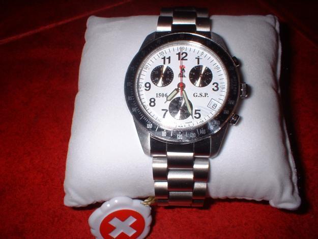 Oficial del Vaticano reloj de la Guardia Suiza cronógrafo de cuarzo (blanco).