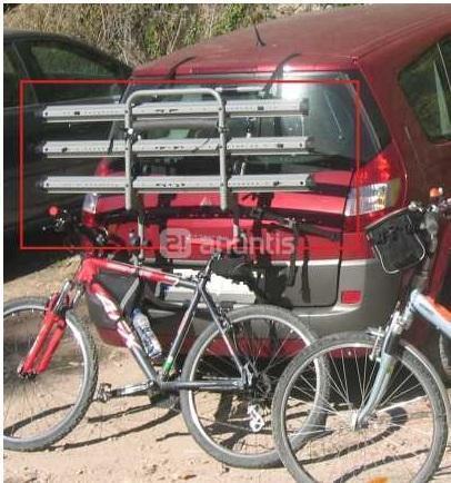 Portabicis de porton trasero para 3 bicis con carril individual