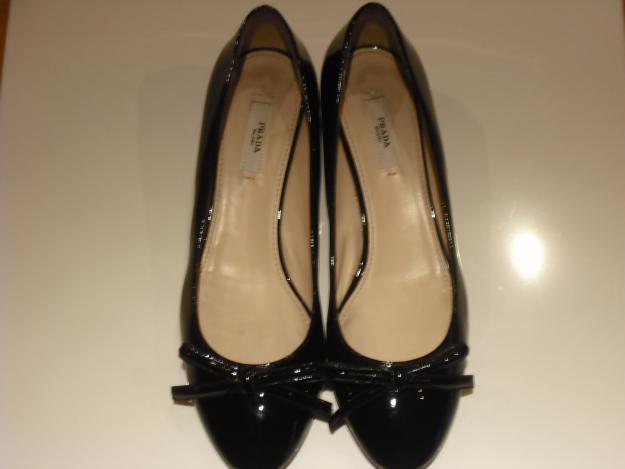 PRADA Exclusivos Zapatos Mujer Negros Charol Talla 38.5