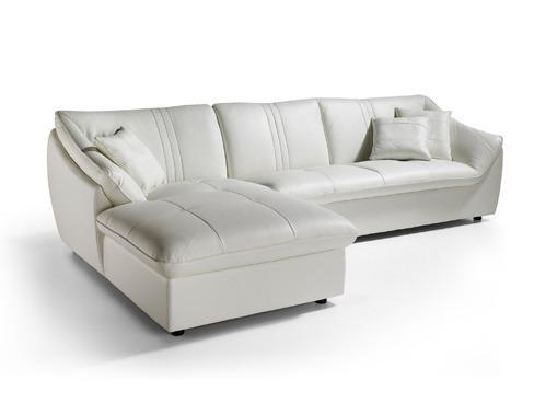 Sofa + chaise longue en piel blanca y con cojines de regalo