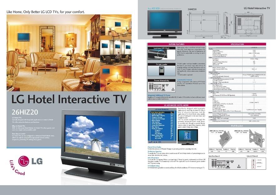 TV LCD Lg 26HIZ20, interactivo, modo hotel, sin TDT