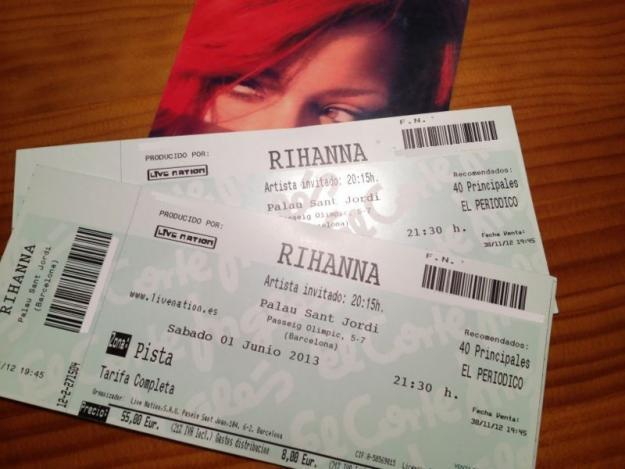 Vendo 2 entradas para el concierto de Rihanna de Barcelona pista.
