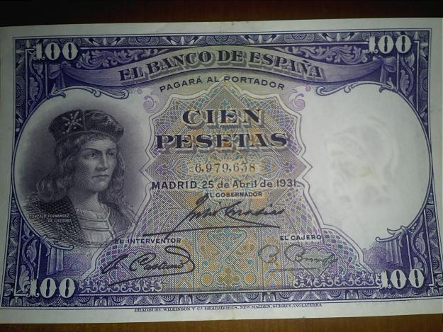 Vendo billete cien pesetas de 25 abril 1931