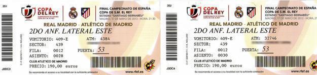 Vendo boli bic y cedo 2 entradas juntas Final Copa del Rey Real Madrid-Atlético de Madrid