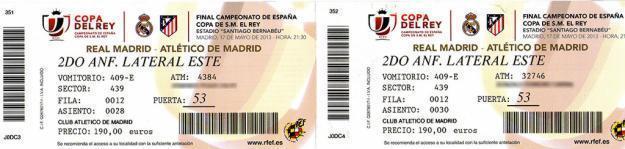 Vendo boli bic y cedo 2 entradas juntas Final Copa del Rey Real Madrid - Atlético de Madri