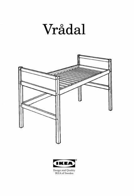 Vendo cama alta de adulto 200x90 cm IKEA VRADAL de pino macizo