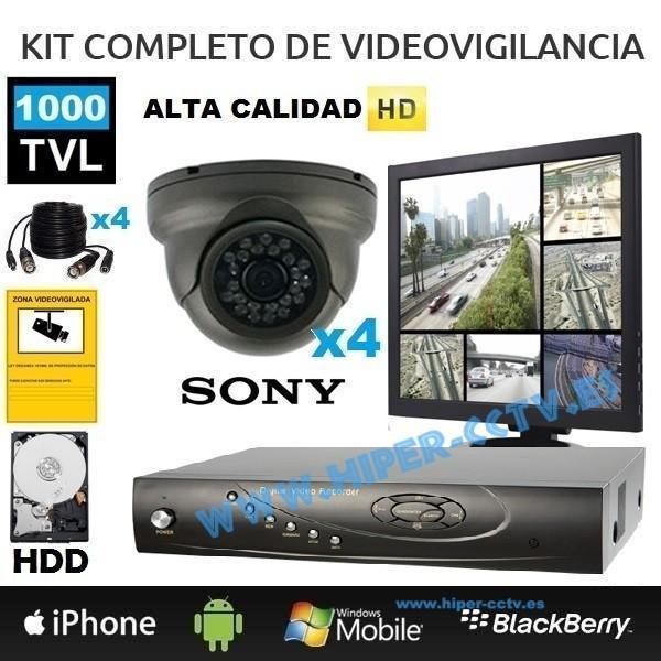 Kit completo 4 Cámara SONY 1000 TVL HD