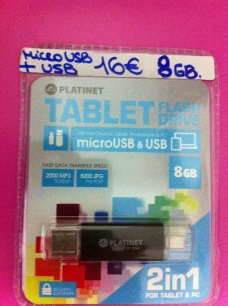 Pen drive 2en1 micro USB +USB 8gb 16€