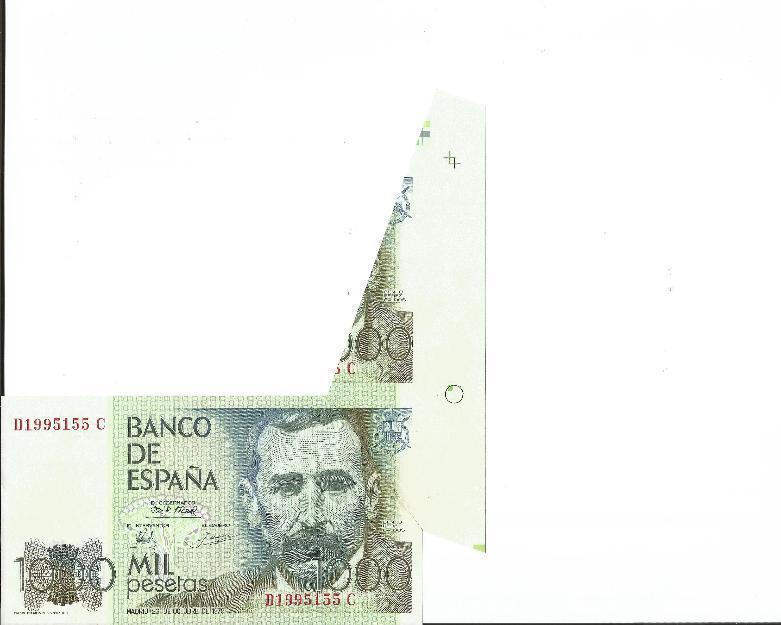 Billete 1000 pesetas mal cortado fábrica (1979) Único