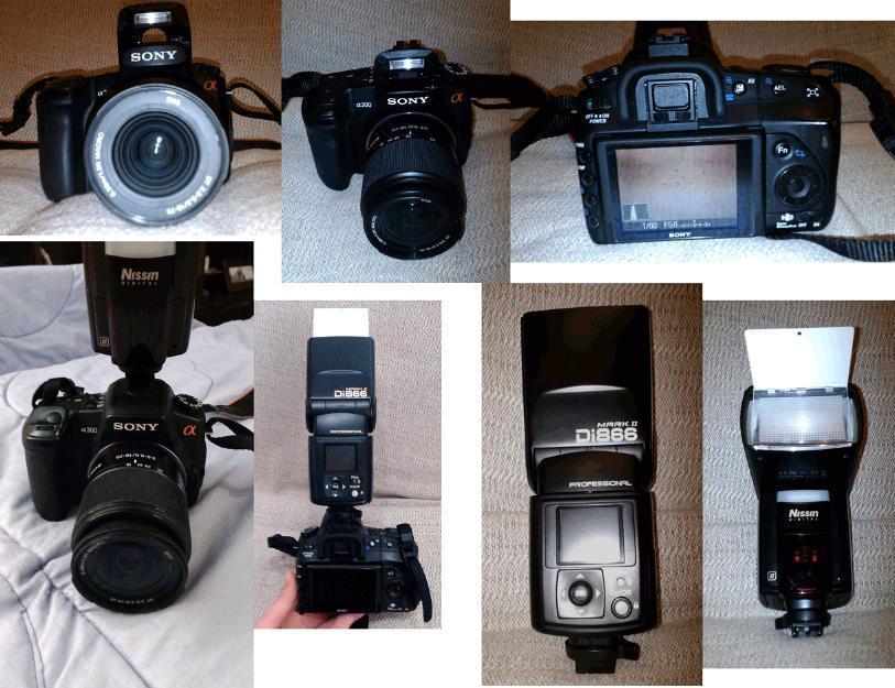 Camara reflex digital Sony A300 y Flash Nissin MARK Di866
