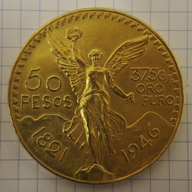 Moneda antigua de México de oro puro