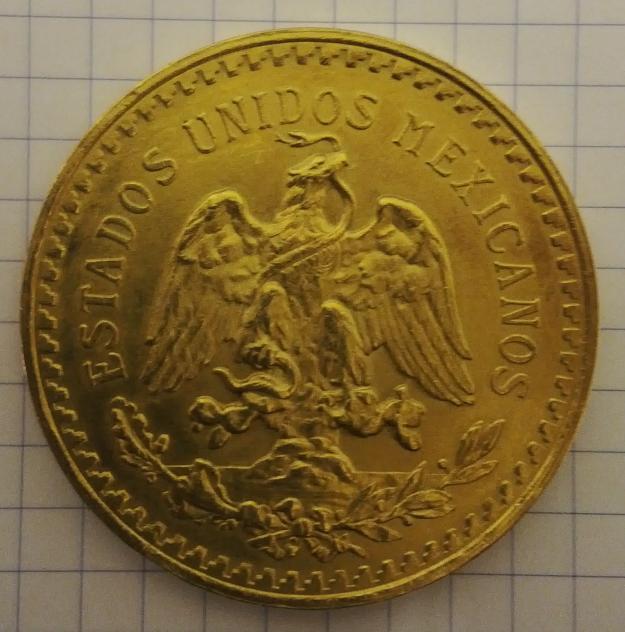Moneda antigua de México de oro puro