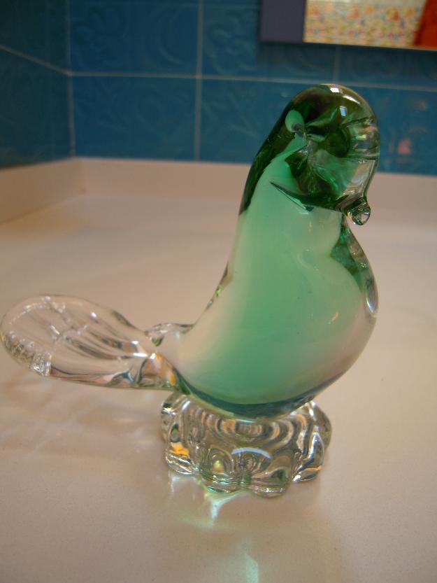 Figura de cristal pájaro verde