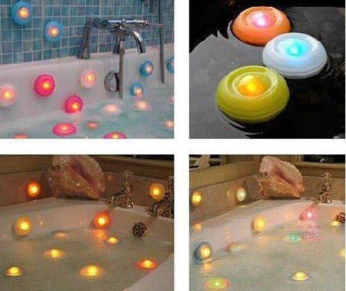 Set de 3 luces LED con 7 colores cambiando para bañera y spa. Para decorar y relajación..