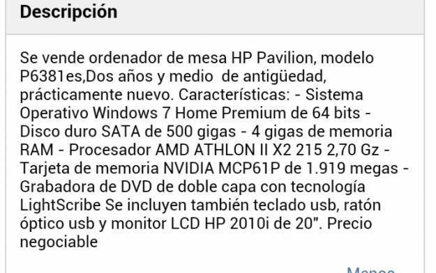 se vende ordenador de mesa con muy poco uso