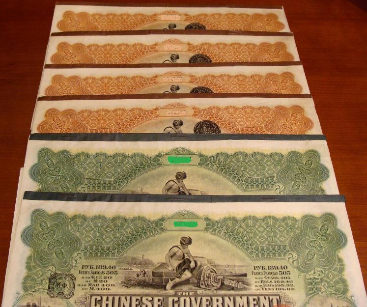 Bonos de reorganización chinos de 20 libras de 1.913