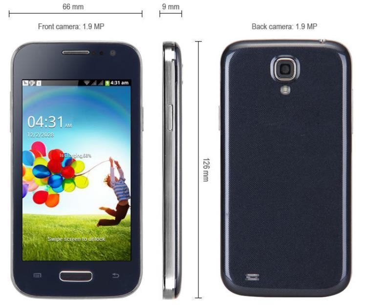 GT-mini i9500 Android 4.2 Teléfono Inteligente con 4 pulgadas WVGA Pantalla SMDK4x12 1GHz