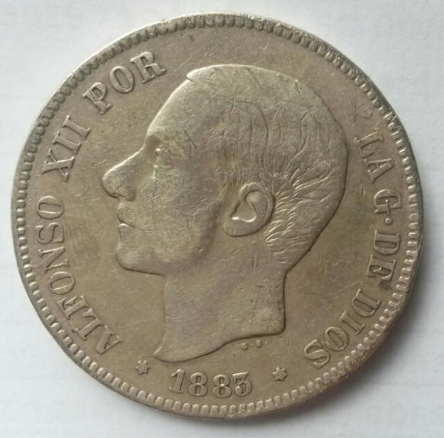 5 pesetas de plata Alfonso Xii 1883