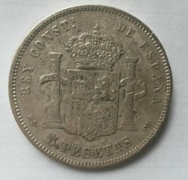 5 pesetas de plata Alfonso Xii 1883