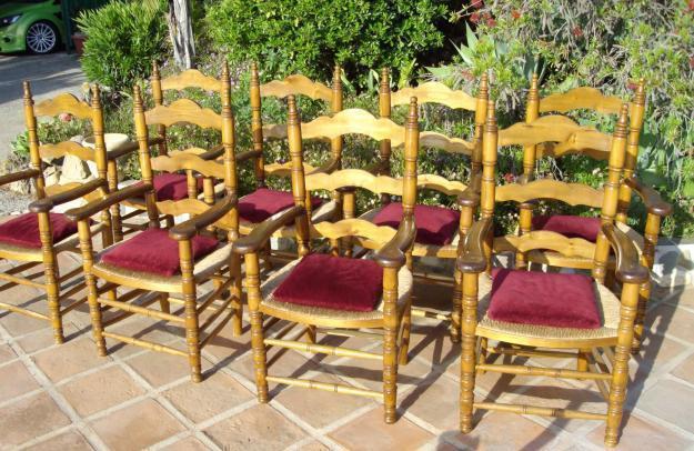 8 sillas de madera maciza para salón comedor estilo sevillana
