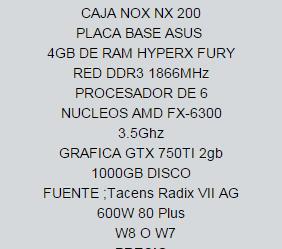 Ordenador gamer Fx de 6 nucleos grafica GTX 750TI 2GB nuevo a estrenar mas garantia 2 años