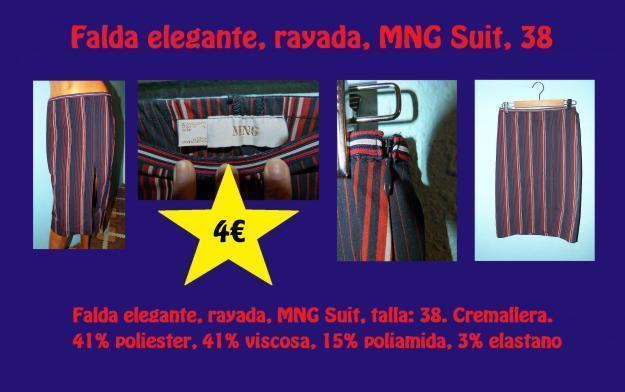Falda elegante, rayada, MNG Suit, 38