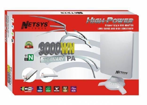 NETSYS 9000WN,98DBI,6800MW,ANTENA ADAPTADOR WIFI