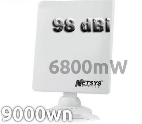 NETSYS 9000WN,98DBI,6800MW,ANTENA ADAPTADOR WIFI