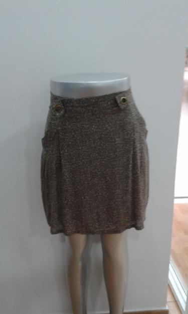 FALDA BEIGE PLUMETI BLANCO MARCA CACHE CACHE